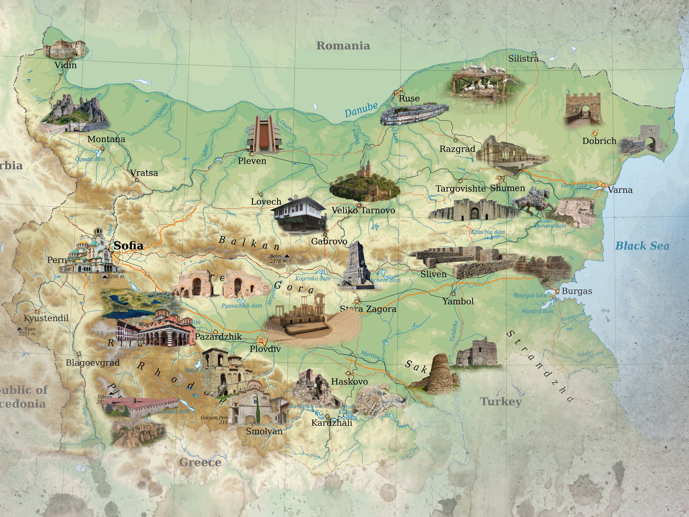 Карта на България гръб